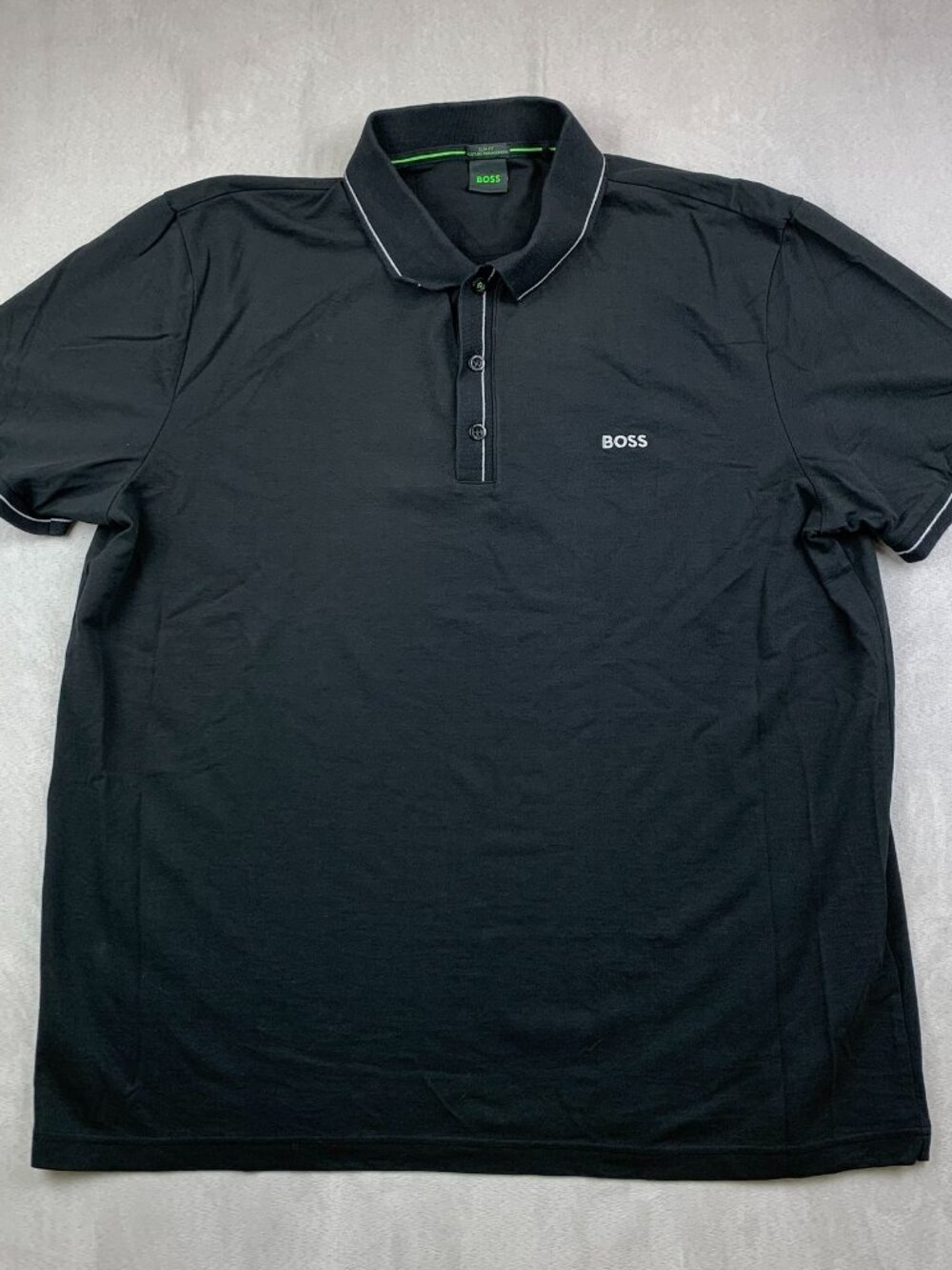 Hugo Boss Mens Shirt 3XL Black Paule Polo Slim Fit Stretch Cotton Luxury Logo